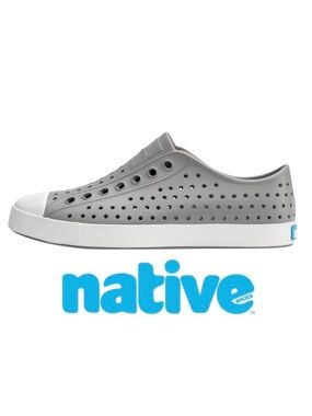 Native Unisex Jefferson Slip-On Shoe — Pigeon Grey/ Shell White — W7 / M5